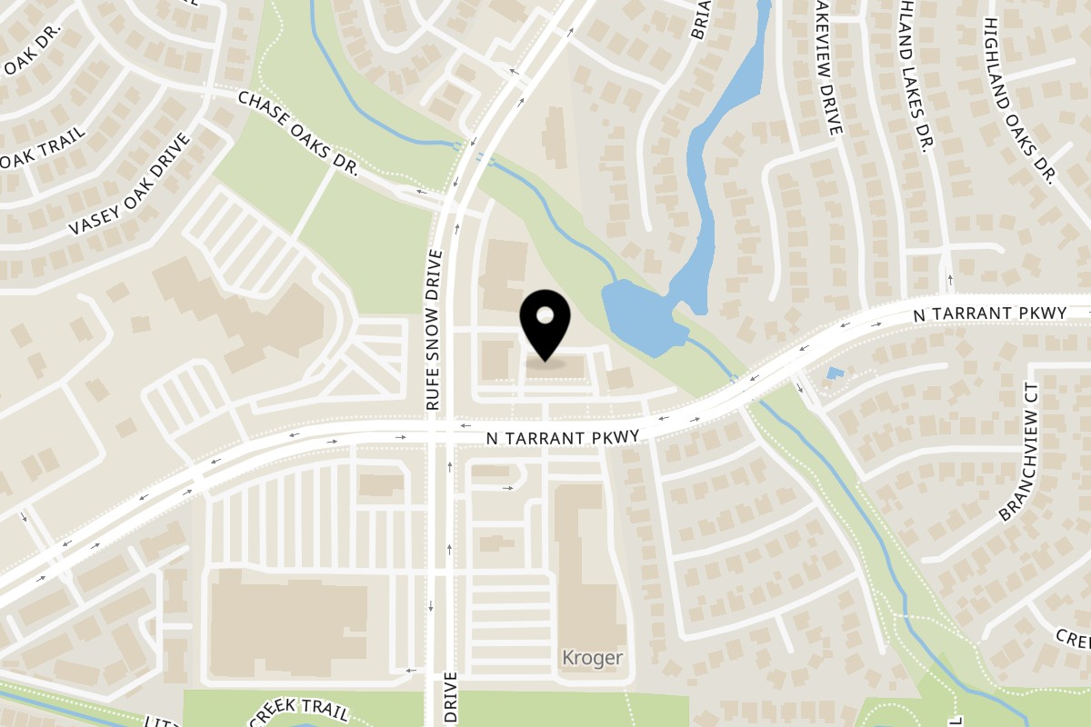 Map showing the location of Burger Vault Keller on 841 N Tarrant Pkwy #101 in Keller